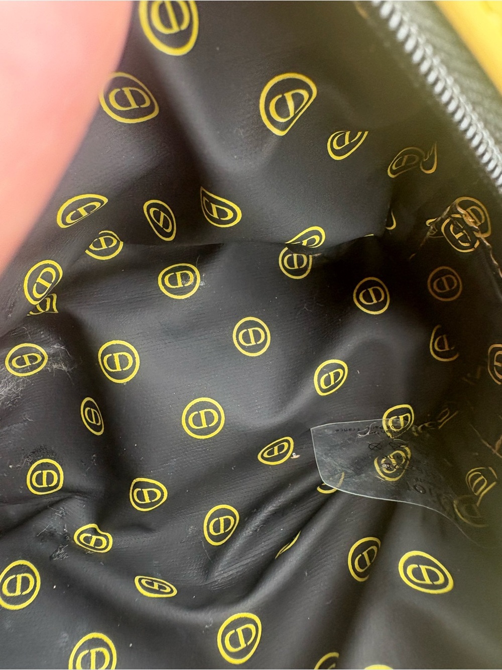 Dior Yellow Embossed Logo Cosmetic Pouch - Picture 5 of 8